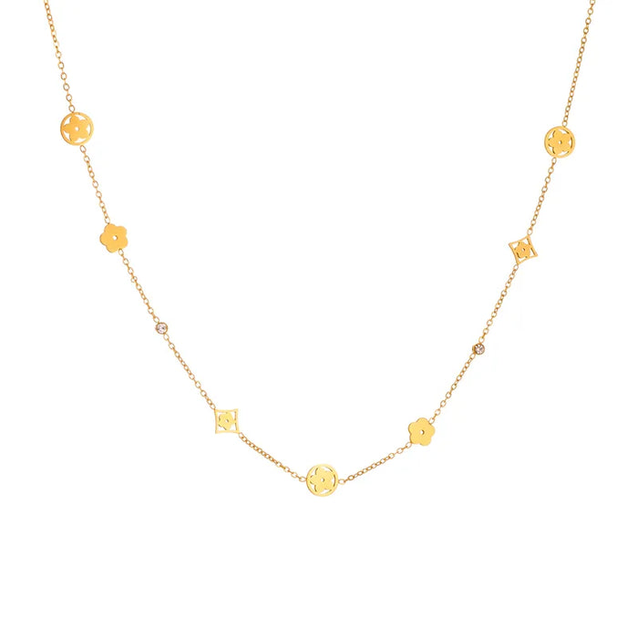 Collier Fleurs et strass