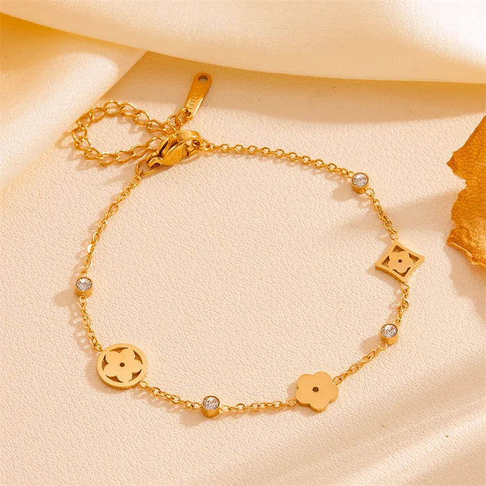 Bracelet Fleurs et strass